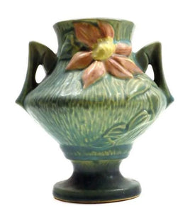 Antique Roseville Clematis Double Handled Vase