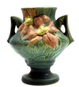 Antique Roseville Clematis Double Handled Vase