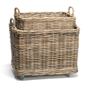 Storage basket with wheels rattan