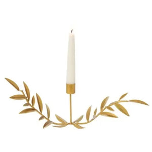Alina gold leaf branch candle holder