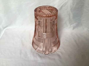 Vintage Anchor Hocking Prismatic Pink Depression Vase Glass Basket Weave