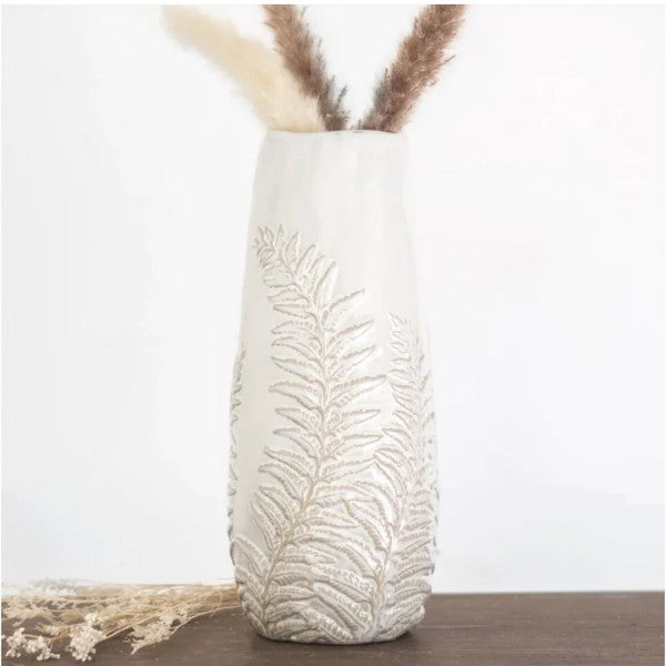 White Fern Vase