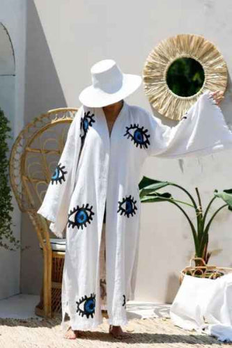 Blue Evil Eye Long Kimono