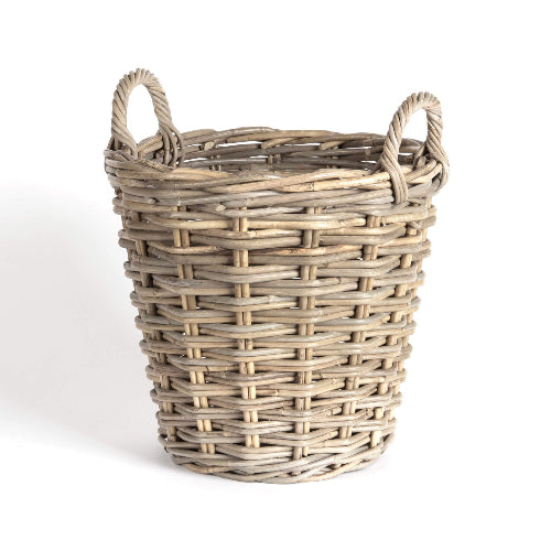 Grey rattan bushel basket