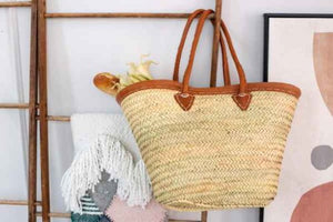 Straw Market Bag with Classic Leather Handles