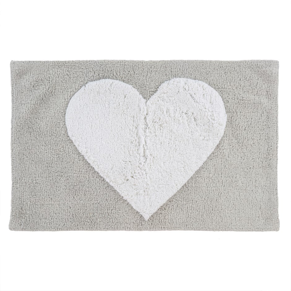 Heart Bathmat Grey/White
