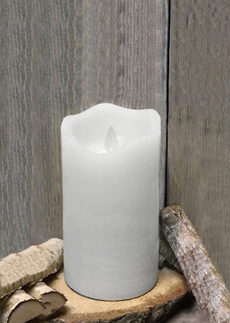 White rustic finish led pillar candle 3" x 8"