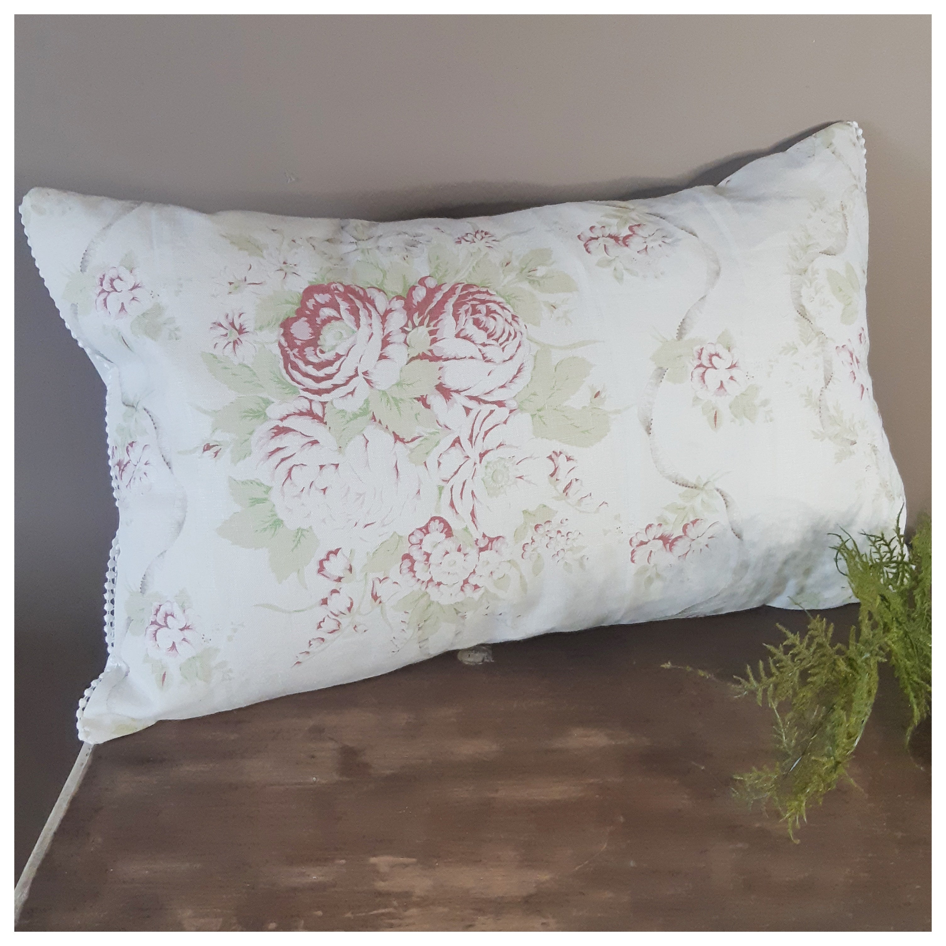Cabbage rose throw pillow