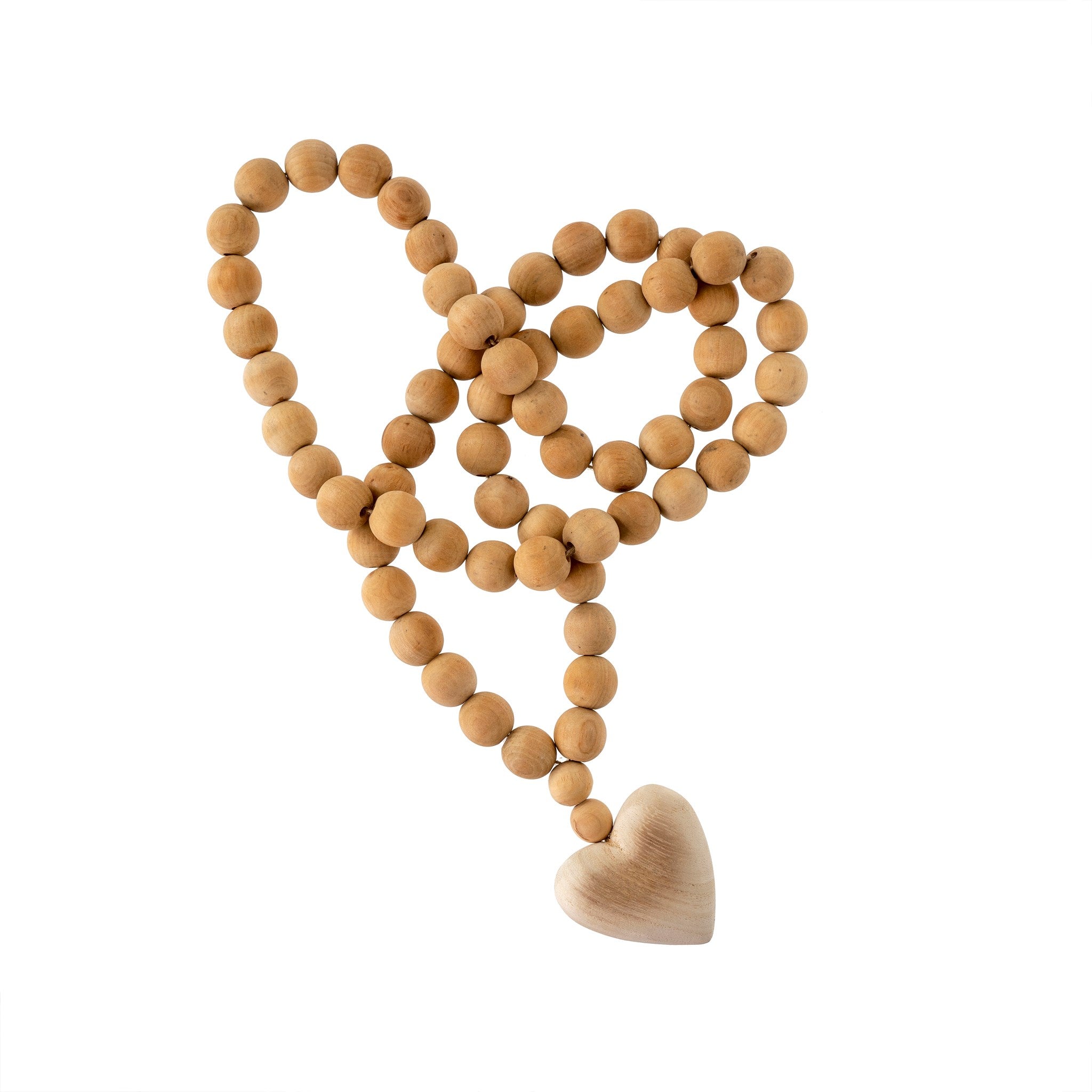 Wooden Heart Prayer Beads Large Natural