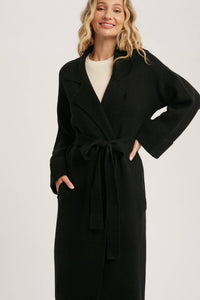 Knitted trench coat Black