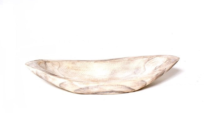 Wood sculpted oval bowl