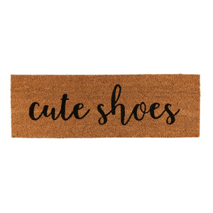 Brown Rectangular Durable Doormat with "Cute Shoes"