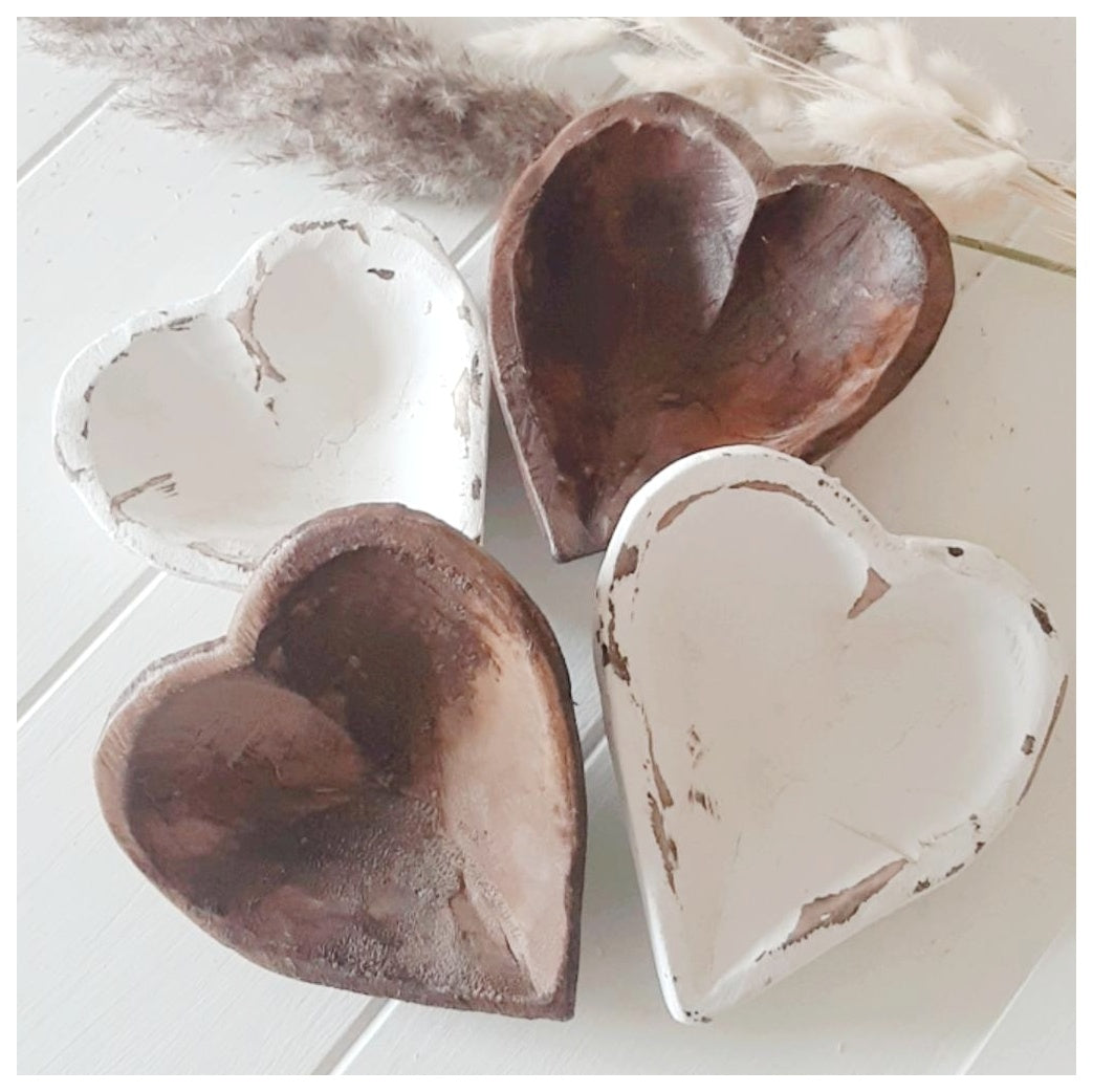 Hand Carved Wooden Heart Dough Bowl