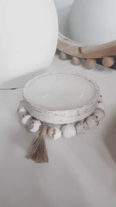Clay beaded round candle - - 3 wick soy candle