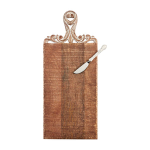 Rectangular charcuterie board with knife