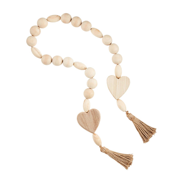 Large prayer beads with wood heart – Vintage Peony