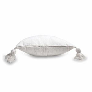 Moroccan Pom Pom Cushion - White with White Pom