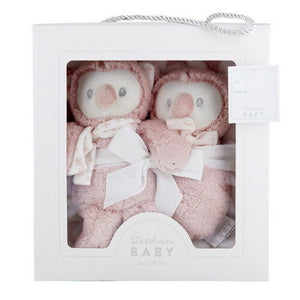 Baby Blanket Pink Owl Soft Toy and Soft Rattle 3 Piece Gift Set