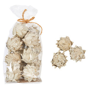Handmade dried natural palm leaf artichokes in bag